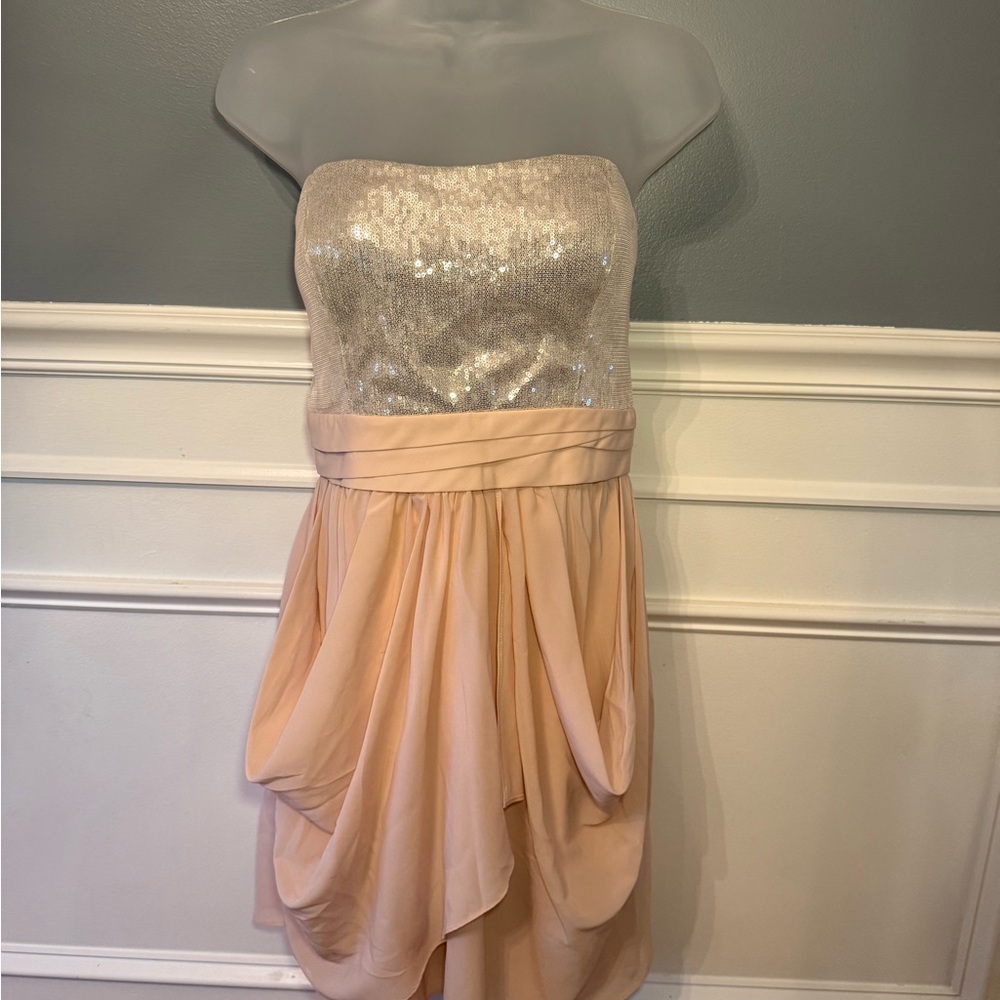 Strapless Sequin and Draped Dress